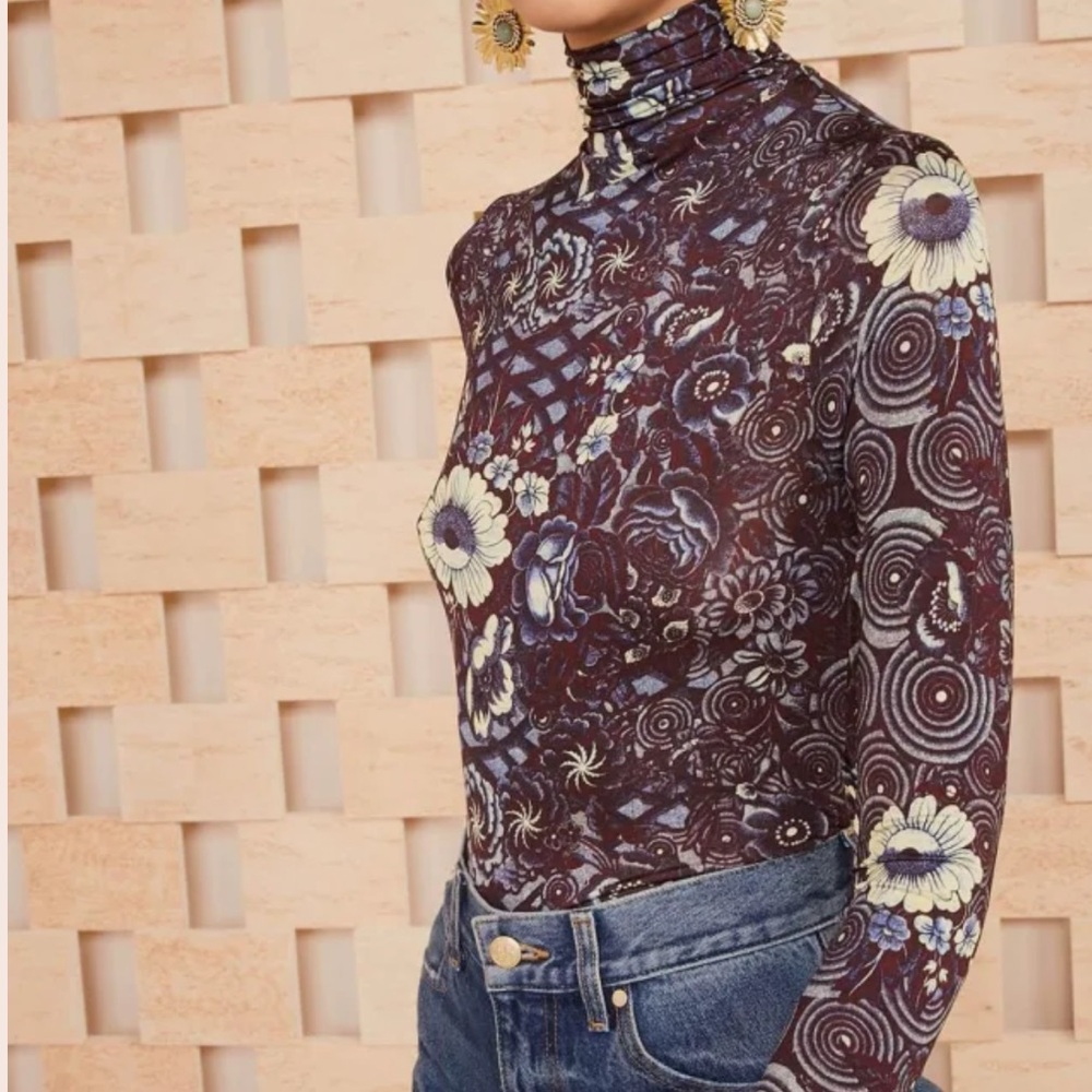 Ulla Johnson Aurelia Printed Turtleneck Top